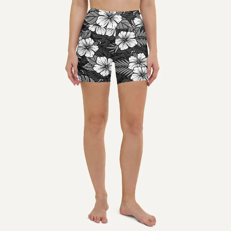 Can't Be Beat Hawaiian Aloha Black High-Waisted Shorts