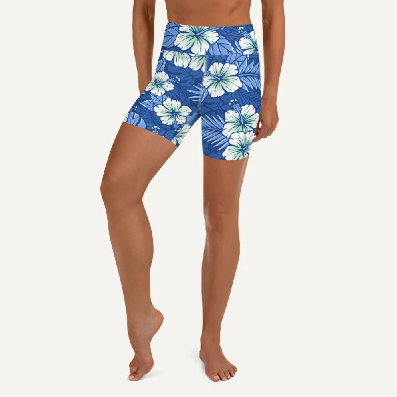 Limited Time Hawaiian Aloha Blue High-Waisted Shorts