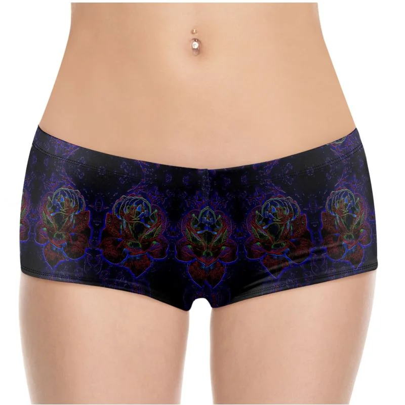 Act Now Floral Embosses: Roses 01 Patterned Designer Hot Pants
