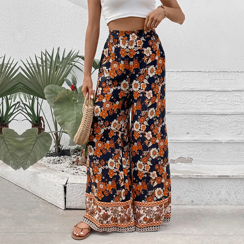 Final Markdown New floral fashion print wide-leg pants
