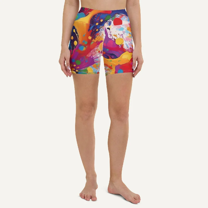 Limited Availability Paint Splatters High-Waisted Shorts