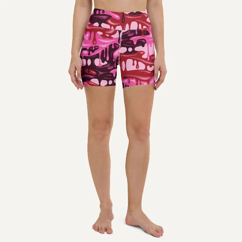 Crazy Deals Pink Camouflage Drip High-Waisted Shorts