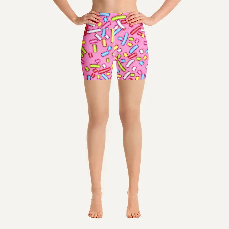 YEAR-End Clearance Pink Donut Sprinkles High-Waisted Shorts