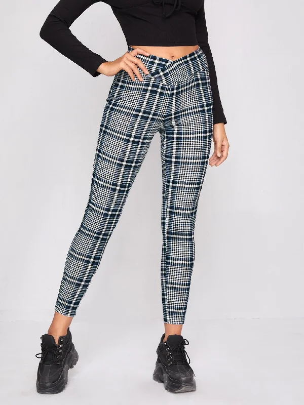 Priv Plaid Overlap Waistband Trousers