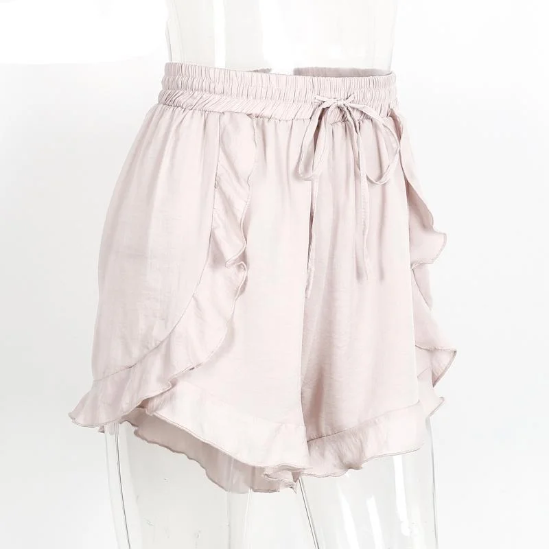 Best Bargains Ruffles High Waist Shorts Women Sexy Drawstring Beach Summer Shorts