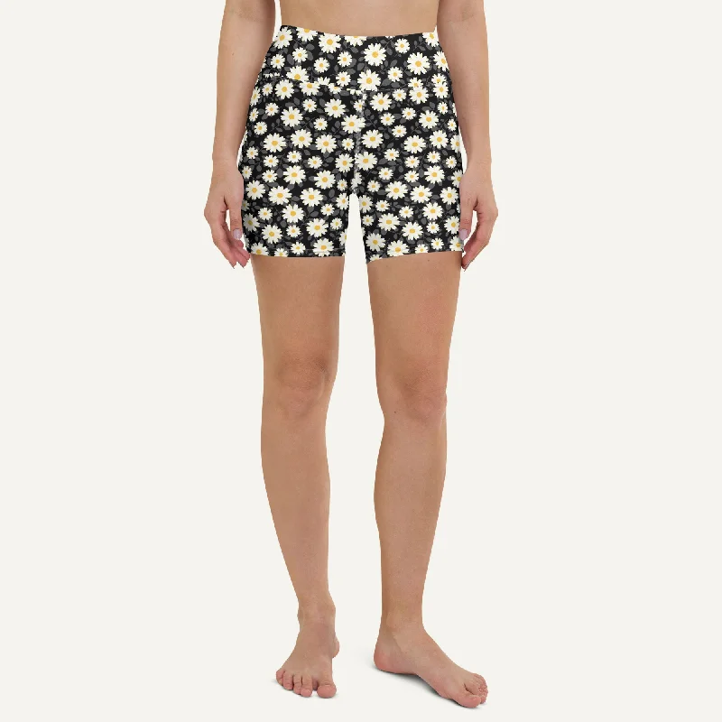 Mega Sale Summer Daisies Black High-Waisted Shorts