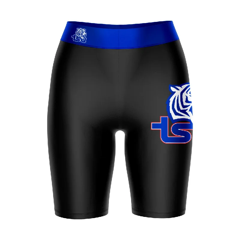 Buy Now Tennessee State Tigers Game Day Logo on Thigh and Waistband Black and Blue Womens Bike Shorts by Vive La Fete Buy Now Tennessee State Tigers Game Day Logo on Thigh and Waistband Black and Blue Womens Bike Shorts by Vive La Fete