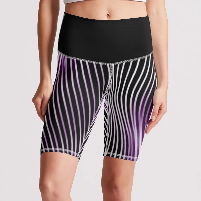 Exclusive Deal TRP Twisted Patterns 04: Weaved Metal Waves 01-01 Designer High Waist Biker Shorts