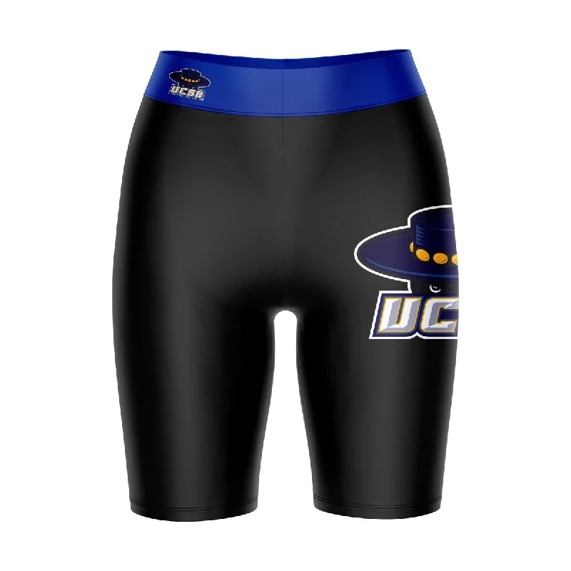 Discount Extravaganza UC Santa Barbara Gauchos UCSB Game Day Logo on Thigh and Waistband Black & Blue Womens Bike Shorts by Vive La Fete Discount Extravaganza UC Santa Barbara Gauchos UCSB Game Day Logo on Thigh and Waistband Black & Blue Womens Bike Shorts by Vive La Fete