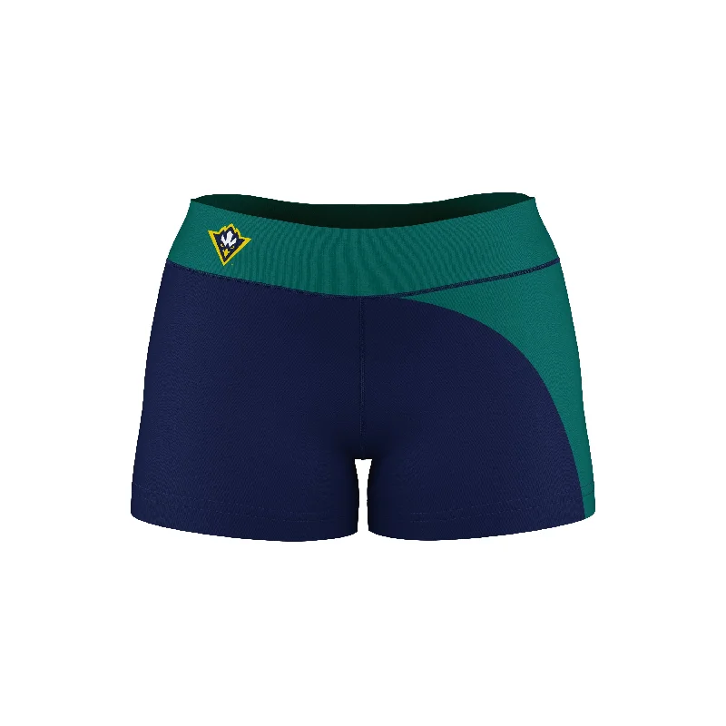 Act Fast UNC Wilmington Seahawks UNCW Collegiate Waist Color Block Navy Teal Optimum Womens Yoga Shorts by Vive La Fete Act Fast UNC Wilmington Seahawks UNCW Collegiate Waist Color Block Navy Teal Optimum Womens Yoga Shorts by Vive La Fete