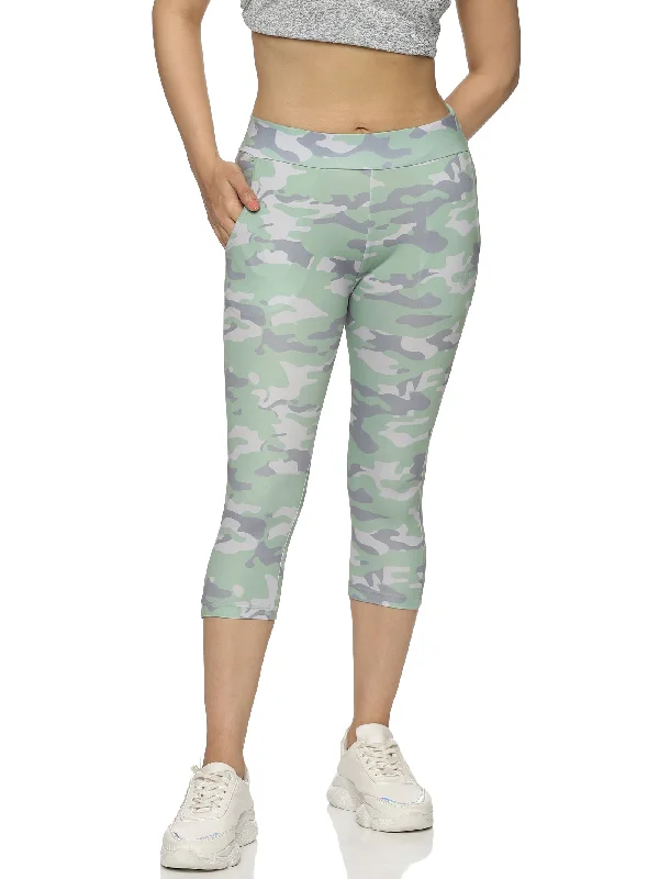 Deal Mania Women's Camouflage Slim-Fit Elasticated Capris