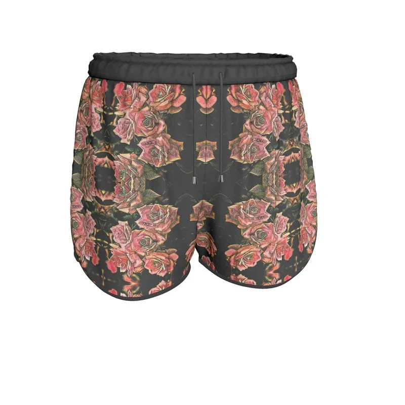 Doorbuster Deal Floral Embosses: Roses 06-01 Ladies Designer Running Shorts