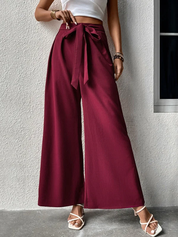 Early Access Women's Solid Color Drawstring Wide-leg Pants