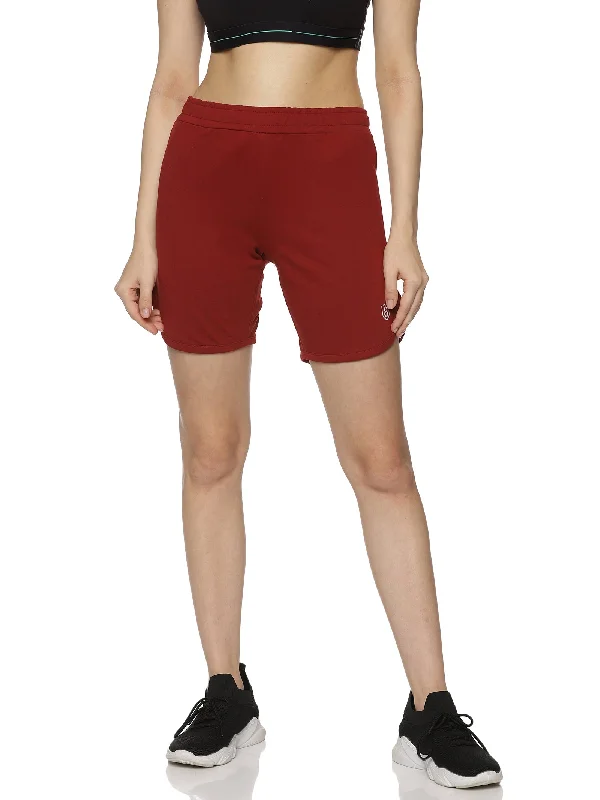 Discount Extravaganza Women's Solid training shorts with Self Fabric Elasticated Drawstring waist.